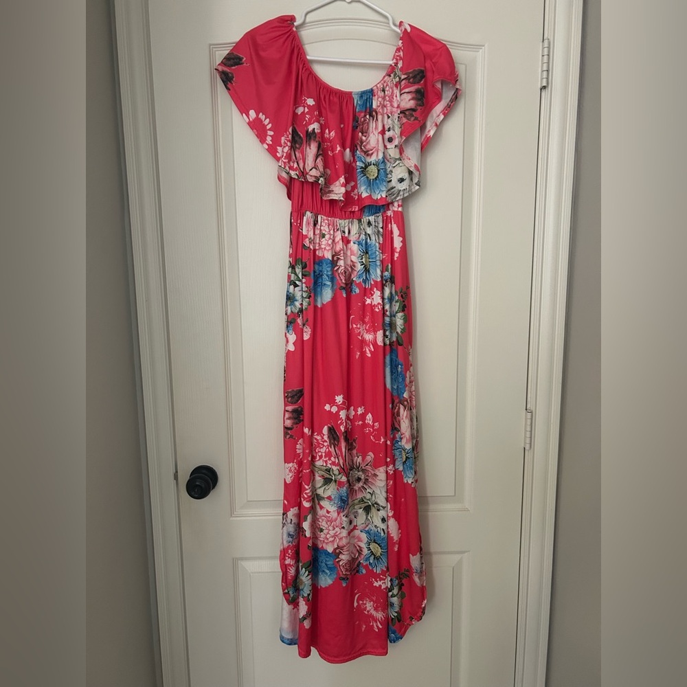 Floral Pink Dress with Pockets